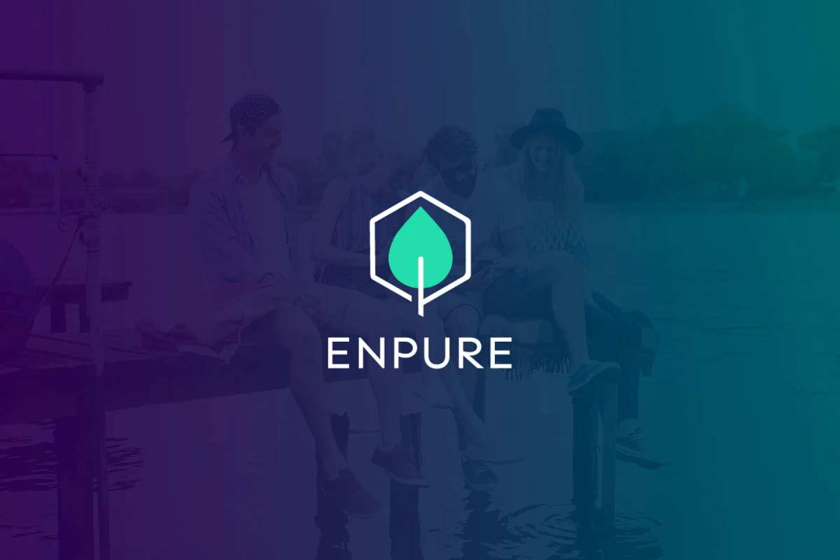 Enpure Logo: Grünes Blatt in einem Hexagon