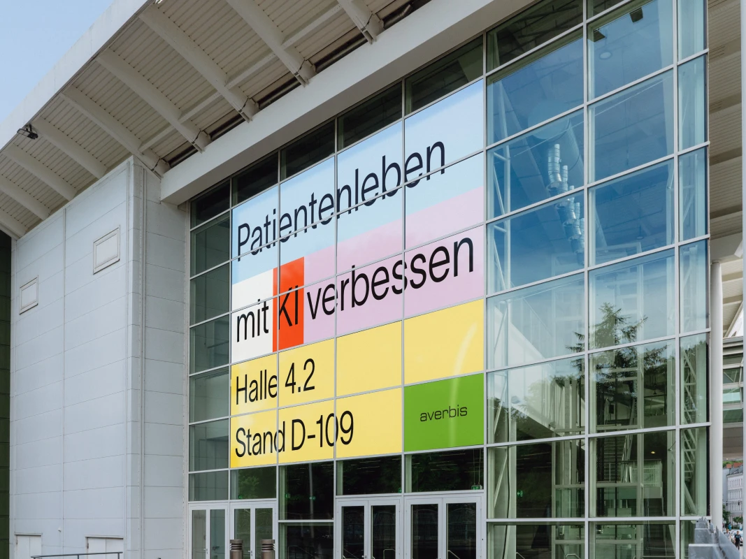 Teaser für Averbis Messestand: Display Advertising für Messe "Patientenleben mit KI verbessern"