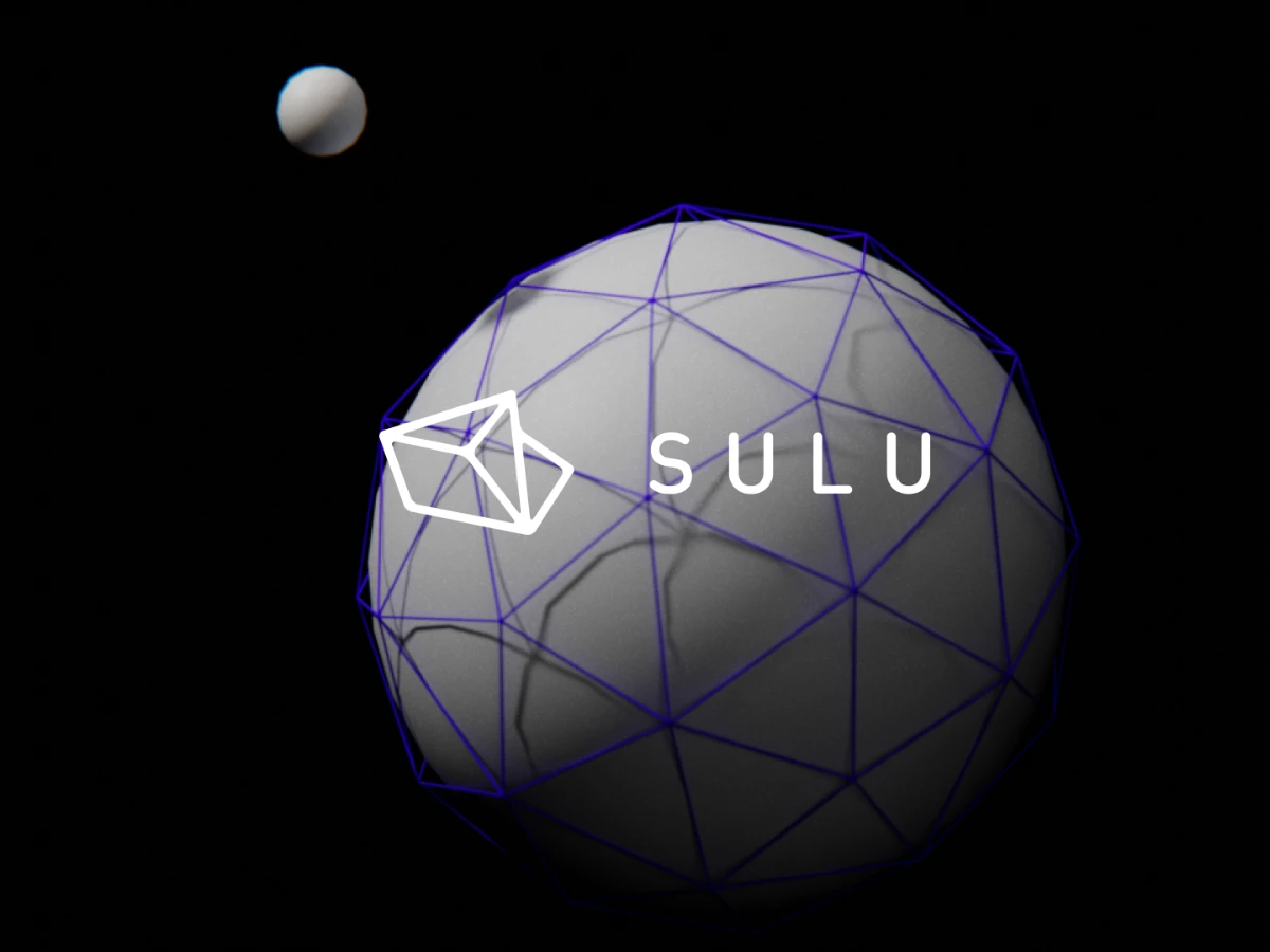 Geometrische Kugel mit Mond, in der Mitte Logo des CMS-Anbieters Sulu Cms.