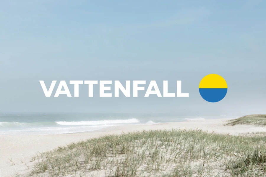 Teaser für Vattenfall Wärme Website Relaunch: Vattenfall Keyvisual "nordischer Strand" und Vattenfall Logo
