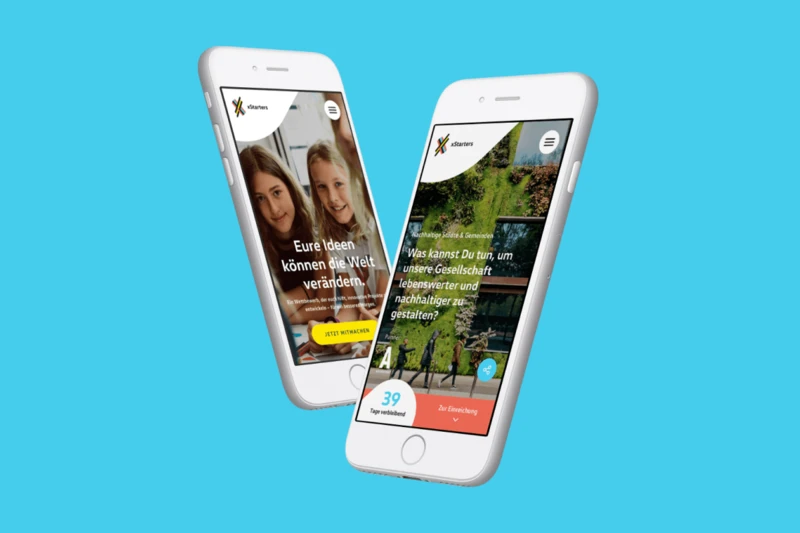 Teaser für VW xStarters App: App Screens auf Smartphones
